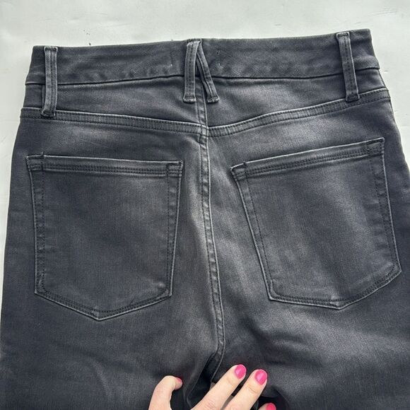 Good American Sz 4/27 Good Waist Crop Raw Step Hem High Rise Stretch Black Jean‎ - Picture 6 of 14